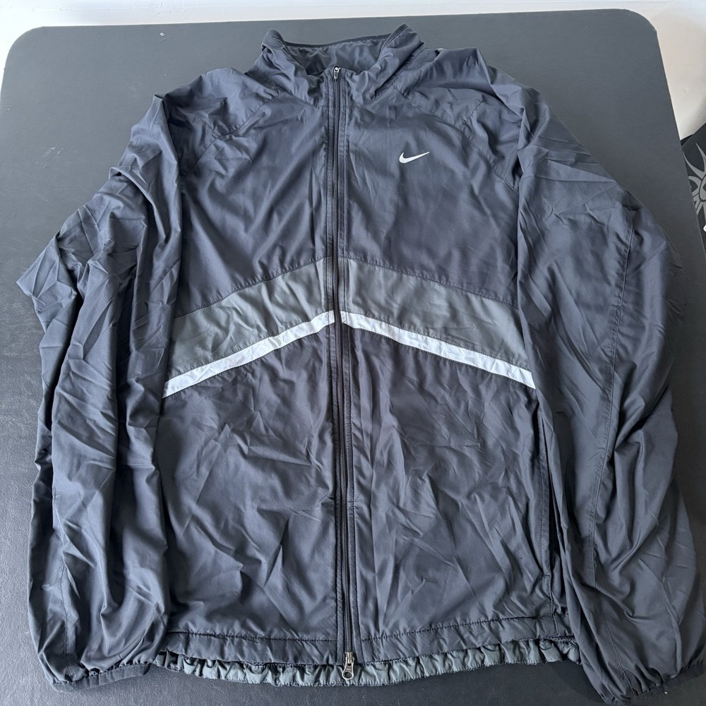 Nike Track Jacket‎ Y2K Vintage Sports Full-Zip Top, Black Gray Men's XI
